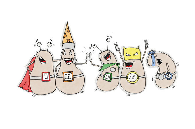 The picture shows cartoon enzymes designed by Karin Hofmann.