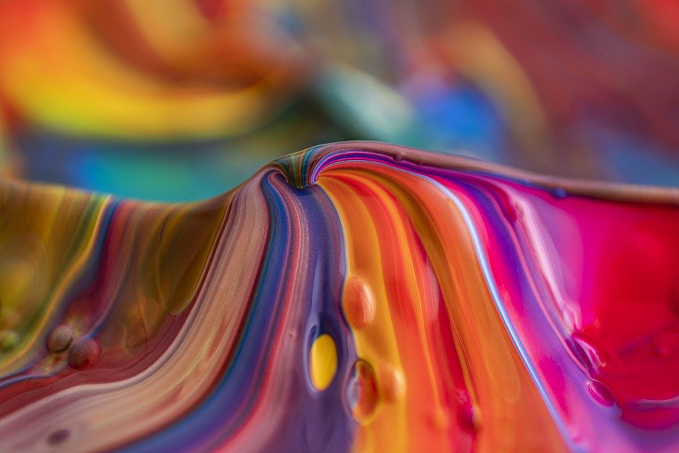 Different acrylic colours that run into each other