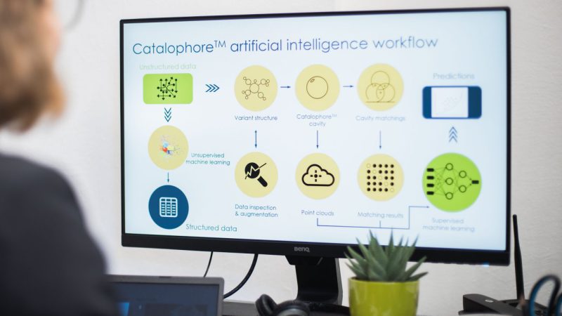 Computer monitor displaying the programme Catalophore by the Austrian company Innophore.